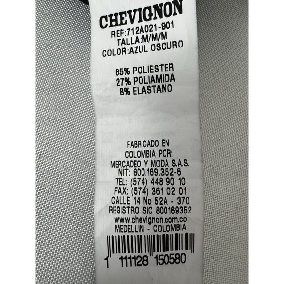 Chevignon Women M Navy Burnout Velvet Wrap Blouse Sheer Babydoll Boho Whimsigoth - Picture 5 of 9